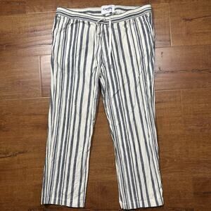Corridor NY Pull On Crop Pants Mens M 34x25 White Stripe Cotton Drawstrings